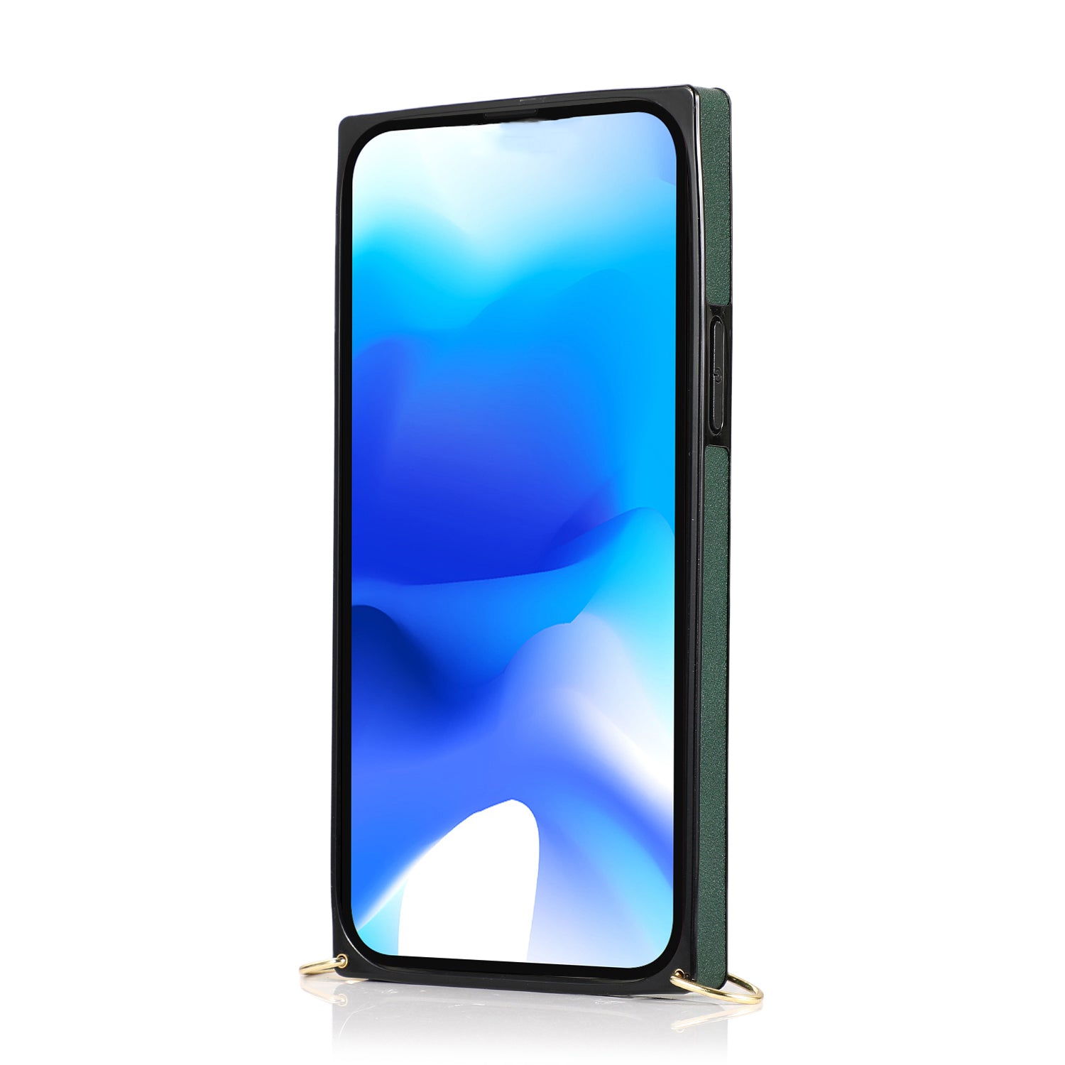 For iPhone 15 Plus Case PU Leather Coated TPU Card Holder Strap Kickstand Phone Cover - Green For iPhone 15 Plus Case PU Leather Coated TPU Card Holder Strap Kickstand Phone Cover - Green
